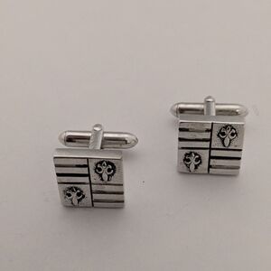 Silver Cufflinks with Fleur-de-Lis Design
